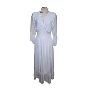 Maxi dress smocked bodice sheer sleeves Dress Cottage‎ Fairy Romantic Flowy S